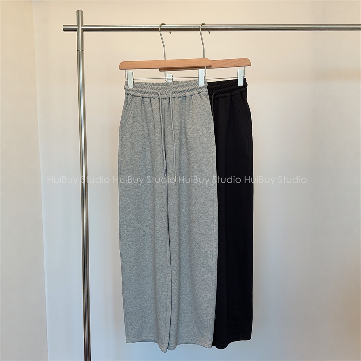 【会buy实拍】显瘦神裤 明线口袋高腰直筒裤宽松显瘦阔腿卫裤女秋