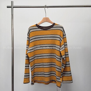 【会buy实拍】暖fufu+氛围感~加厚内搭超绝撞色绒毛感厚实条纹T恤