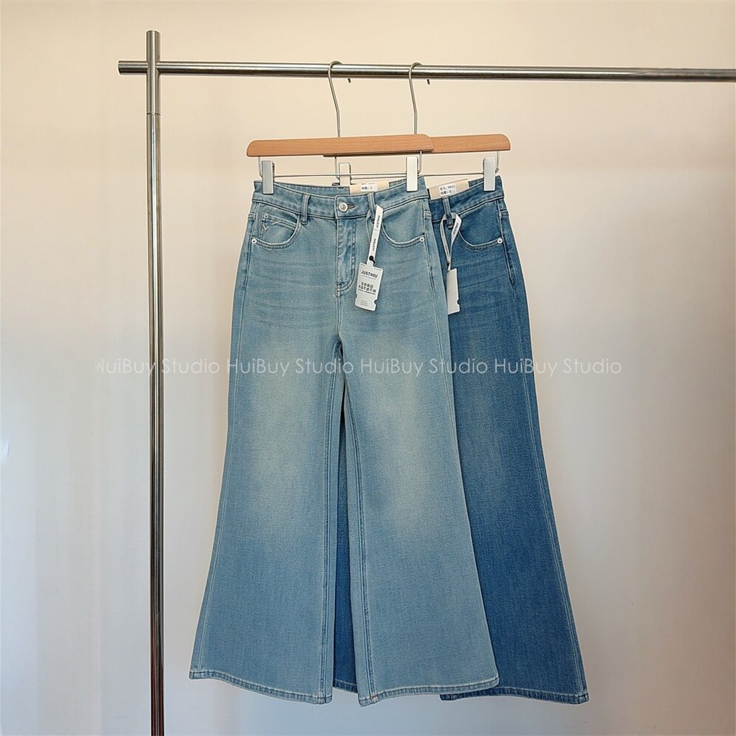 【会buy实拍】腿精喇叭裤!四面弹水洗高腰显瘦微喇阔腿牛仔裤女春,女装/女士精品,牛仔裤,淘宝优惠券,粉丝福利购,淘宝优惠卷