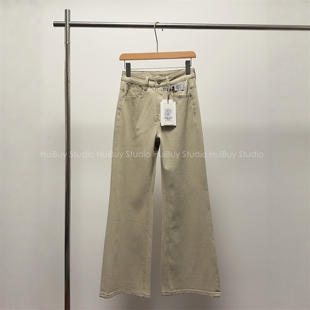 高腰显瘦阔腿裤 四面弹浅卡其筒喇牛仔裤 浅茶裤 女春 会buy实拍