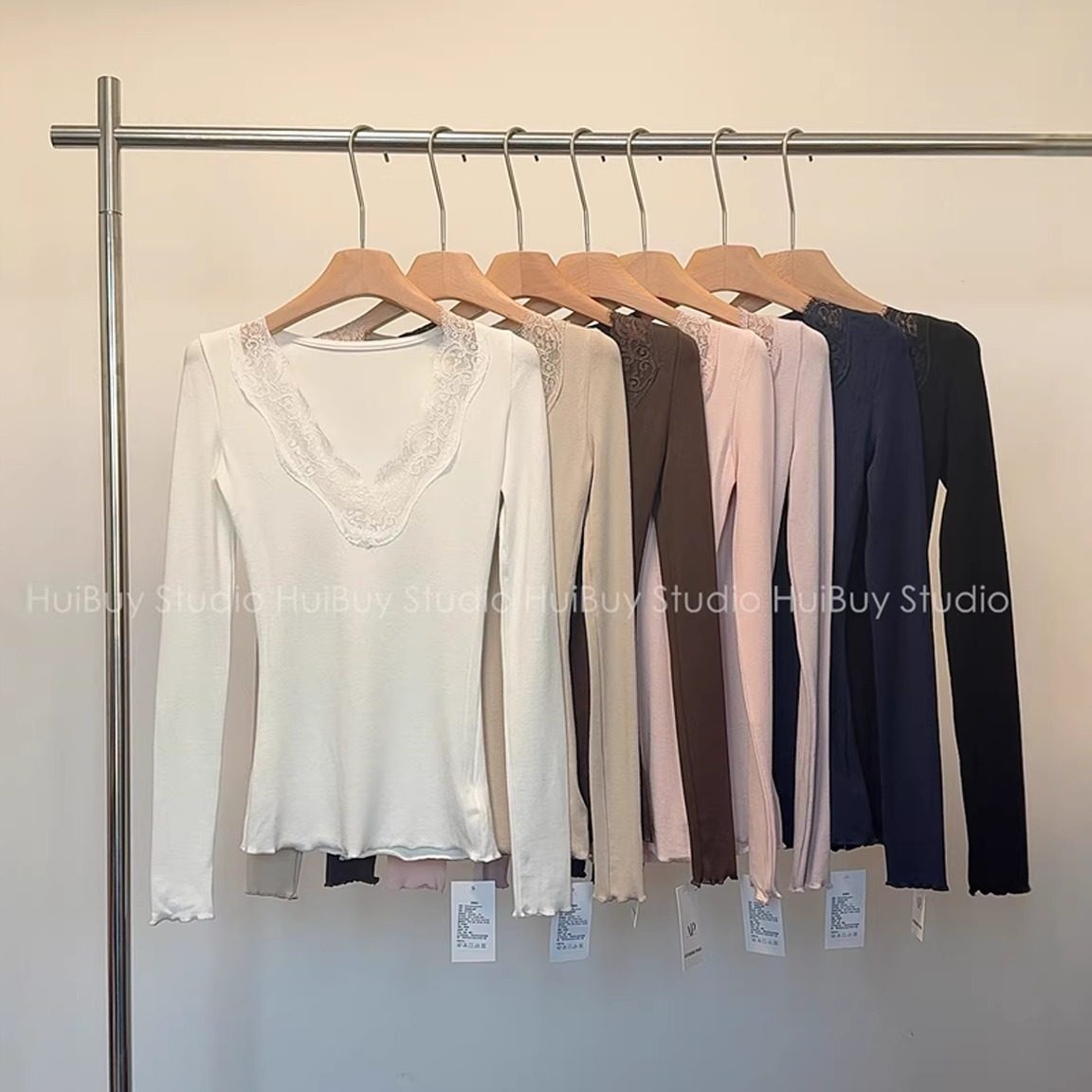 【会buy实拍】蕾丝拼接V领长袖T恤女复古收腰内搭打底衫上衣春秋,女装/女士精品,T恤,淘宝优惠券,粉丝福利购,淘宝优惠卷