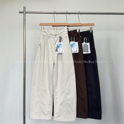 【会buy实拍】雪尼尔绒弯刀阔腿裤~立裁后松紧腰宽松休闲牛仔裤冬