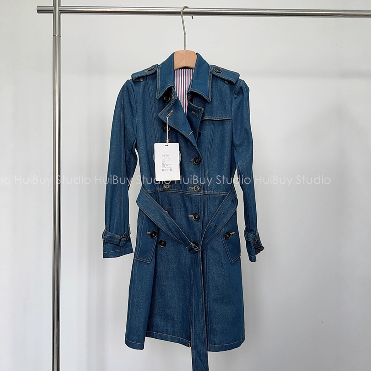 【会buy实拍】重磅牛货~篙端品质修身气质通勤双排扣牛仔风衣外套