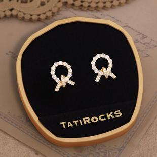 丹麦【设计师】Tatirocks满钻结绳缘耳钉高级感轻奢新摆件耳环女