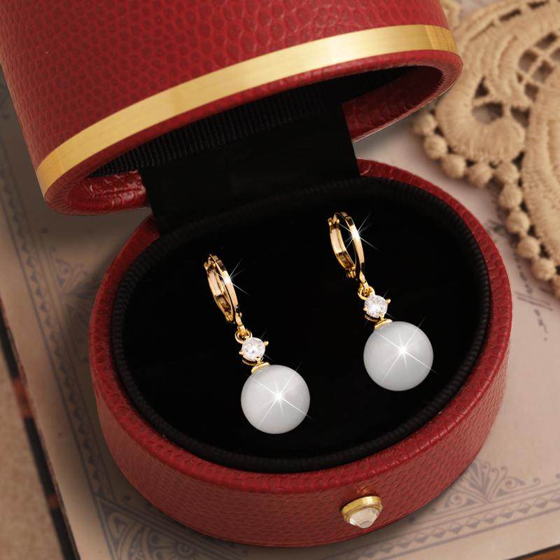 丹麦【设计师】Tatirocks满钻猫眼石圆珠耳钉高级感轻奢独特耳环