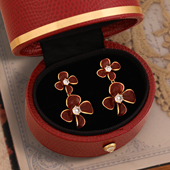 丹麦 设计师 Tatirocks新年红花珐琅耳钉高级感轻奢女摆件耳环