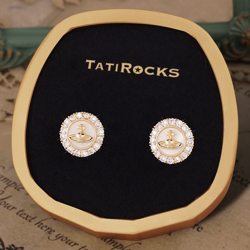 丹麦【设计师】Tatirocks满钻圆圈星球守护耳钉高级感轻奢女耳环