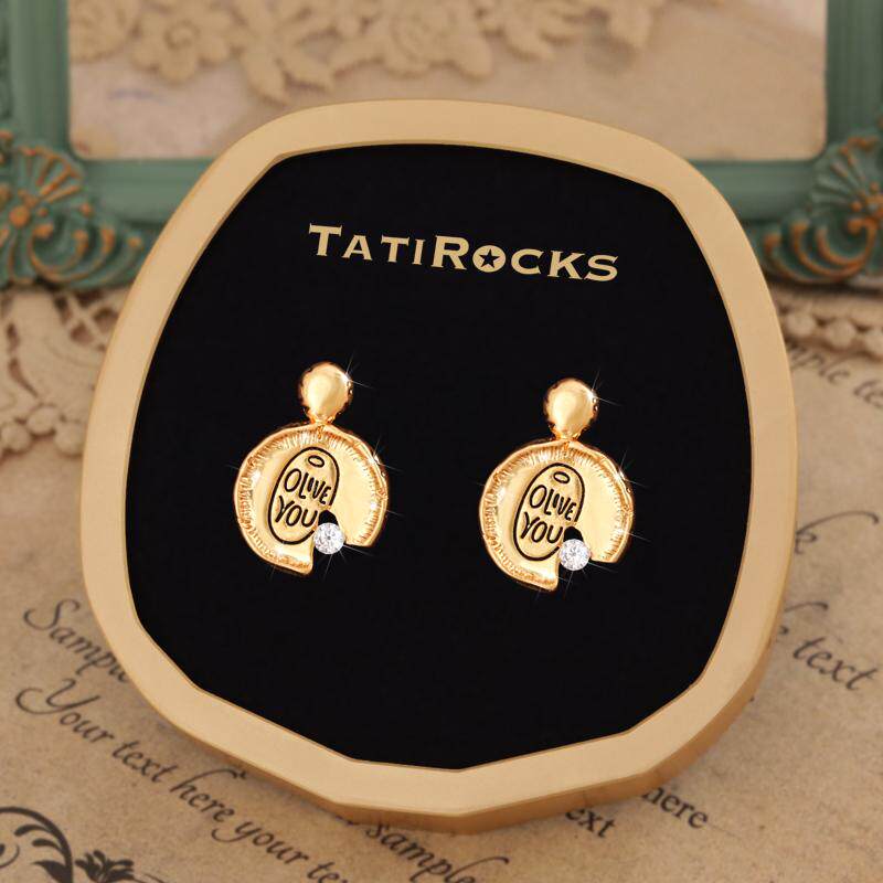 丹麦【设计师】Tatirocks单钻硬币耳钉高级感轻奢字母不规则耳环
