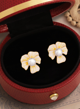 丹麦【设计师】Tatirocks黄色花朵珍珠耳钉高级感轻奢女摆件耳环