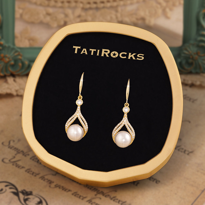 丹麦【设计师】Tatirocks满钻水滴珍珠耳钉高级感轻奢女摆件耳环