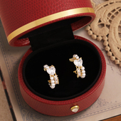 丹麦 设计师 Tatirocks爱心水晶小珍珠耳钉高级感轻奢爆闪耳环