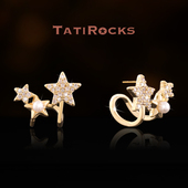 丹麦 Tatirocks满钻星星珍珠耳钉高级感轻奢女摆件耳环 设计师