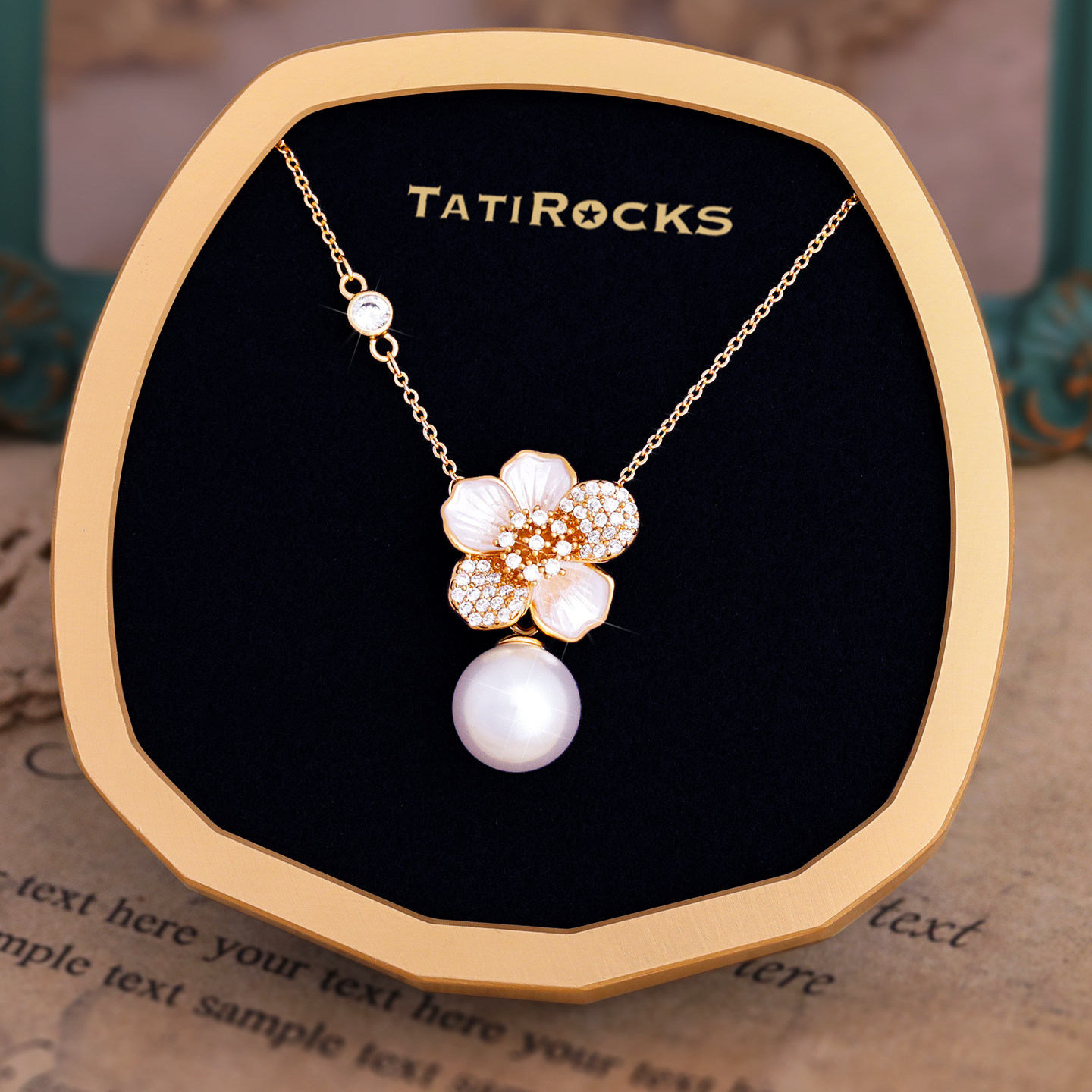丹麦【设计师】Tatirocks山茶花珍珠项链轻奢高级感女新款锁骨链