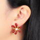 丹麦 Tatirocks红色珐琅花蕊耳钉高级感轻奢女摆件耳环 设计师