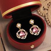 丹麦 Tatirocks满钻缠绕水晶水滴耳钉高级感轻奢耳环女 设计师