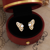 丹麦 Tatirocks镂空蝴蝶珍珠耳夹高级感无耳洞轻奢耳环 设计师