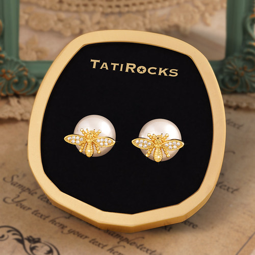 丹麦【设计师】Tatirocks小蜜蜂两戴珍珠耳钉高级感轻奢摆件耳环