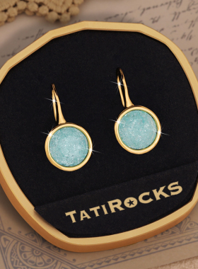 丹麦【设计师】Tatirocks碎冰晶蓝色圆满耳钉高级感轻奢摆件耳环