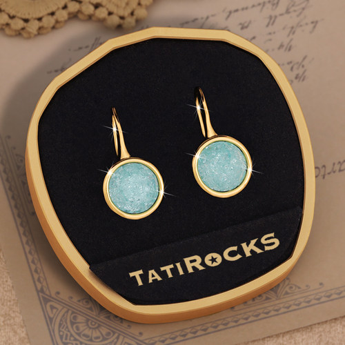 丹麦【设计师】Tatirocks碎冰晶蓝色圆满耳钉高级感轻奢摆件耳环