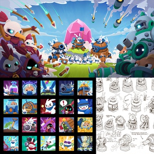 BattleSky 截图素材场景设计稿角色道具场景线稿 Brigade兔子游戏