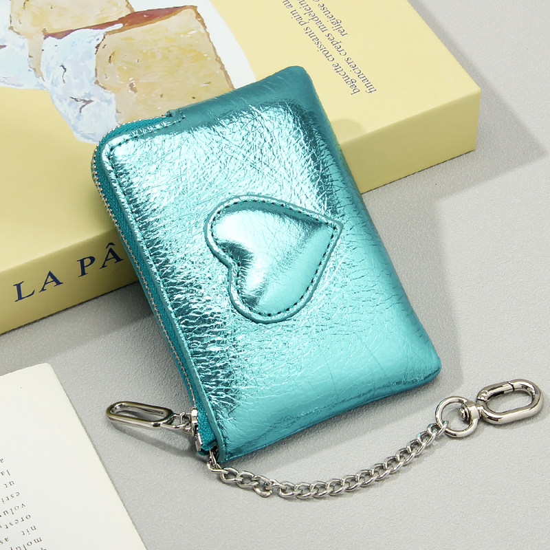 头层牛皮零钱包女士钱包真皮油蜡皮复古高级感钥匙扣拉链迷你小包