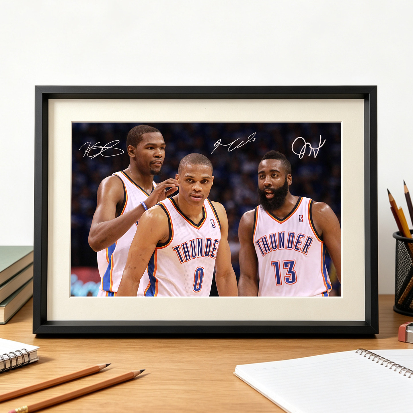 杜兰特哈登威少雷霆三少相框挂画摆台NBA篮球星海报照片墙装饰画