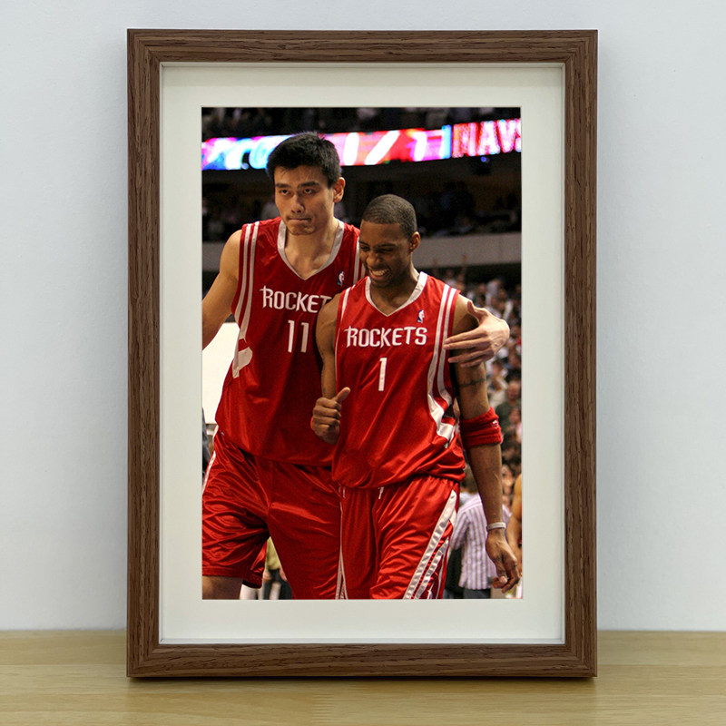 nba火箭姚明麦迪中空相框摆台装饰画篮球海报照片挂墙送朋友礼物