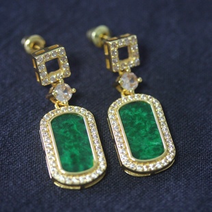 天然缅甸翡翠A货国风款耳饰S925银设计高级百搭设计款送人礼物