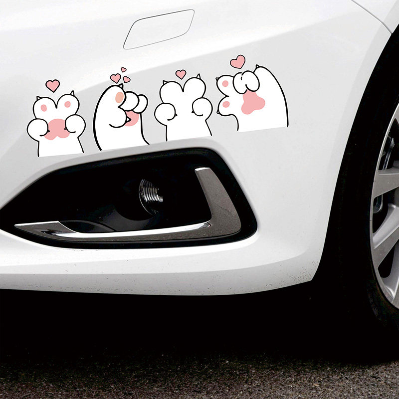 汽车保险杠个性装饰猫爪手势车贴卡通可爱防水贴画遮挡划痕不伤漆