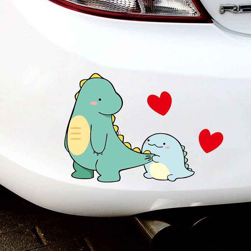 小恐龙可爱卡通车贴电瓶车小贴纸车门刮痕创意装饰汽车防划痕贴纸