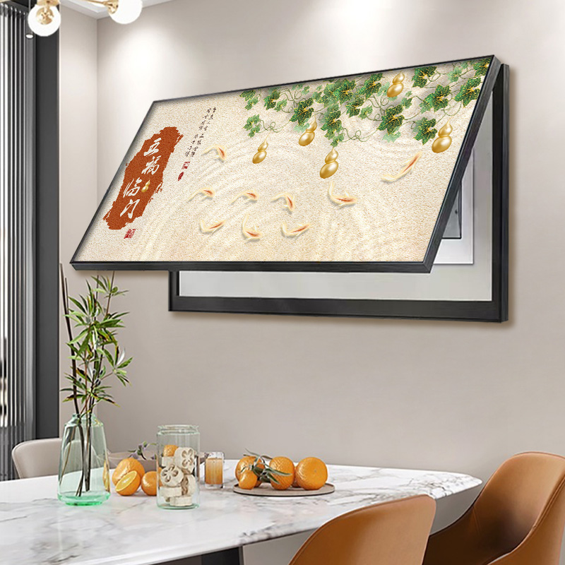 箱配电箱横版风雅餐厅装饰画尺寸电闸电表箱遮挡挂画新葫芦中式大图片