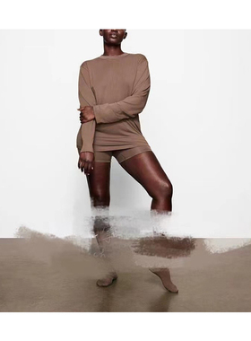 skims卡戴珊boyfriend系列长袖短裤修紧身舒适简约休闲运动套装