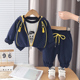婴儿衣服 男宝宝夹克外套三件套小童洋气纽扣套装 儿童秋装 2025新款