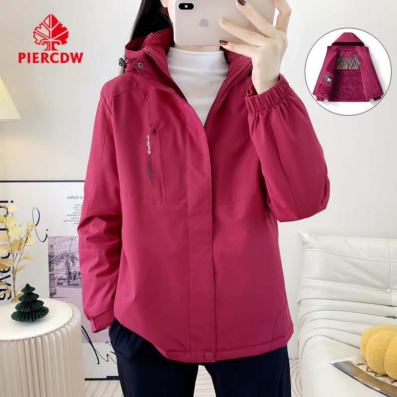 【PIERCDW品牌】户外冲锋衣女保暖加绒加厚加棉服防风保暖外套男