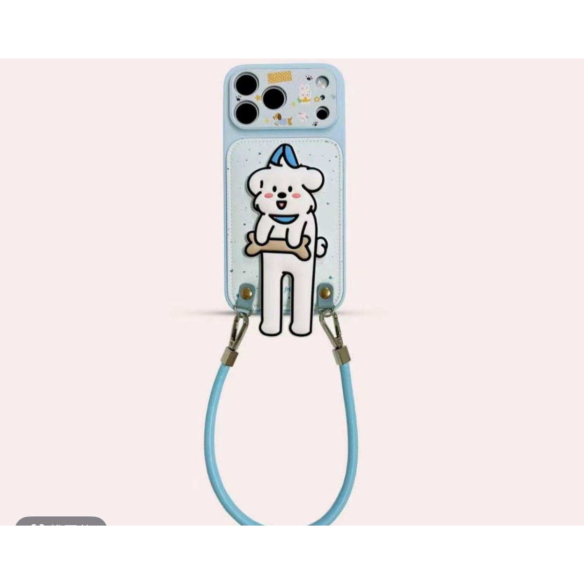 创意小狗猫咪泼墨皮纹支架适用iPhone17promax苹果16手机壳15斜挎