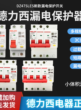 德力西漏电保护器DZ47sLE-63空气开关断路器2P1P+N家用闸刀开关
