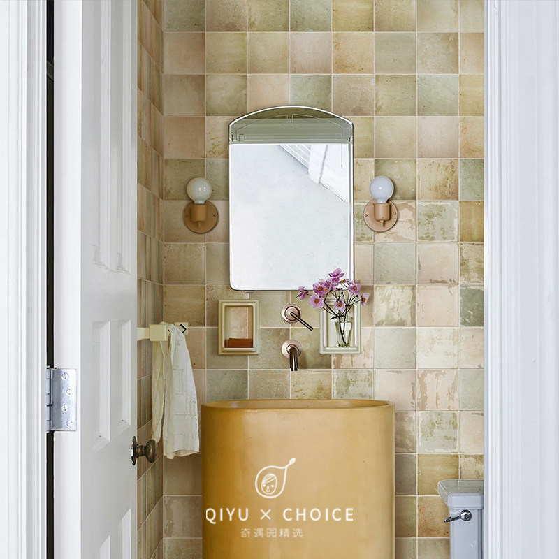 苔藓绿瓷砖复古墙砖西班牙进口砖浴室厨房釉面阳台洗手间厕所小砖