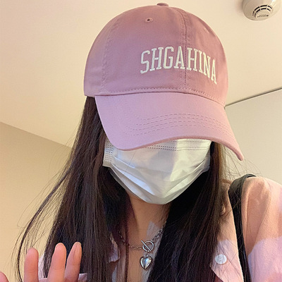 高品质大头围棒球帽女新款宽檐春夏季纯棉粉色鸭舌帽遮阳帽显脸小