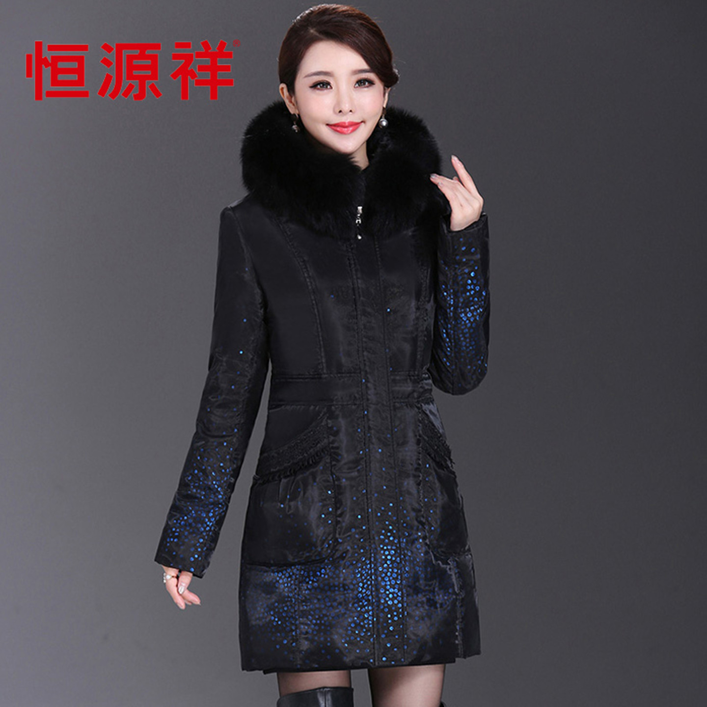 中老年妈妈装中长款羽绒服