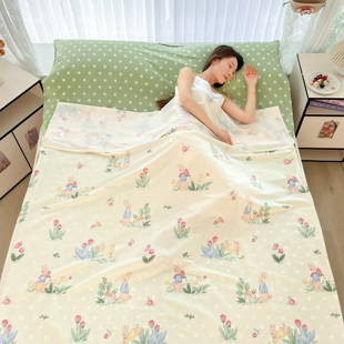 全棉隔脏睡袋纯棉单人旅行睡袋床单被罩旅游酒店出差便携式 三件套