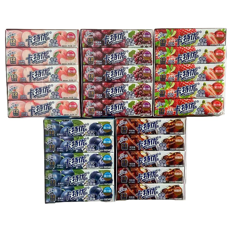 卡特优口嚼糖混合水果味糖果充气糖果休闲童年哄娃糖果瑞士糖零食