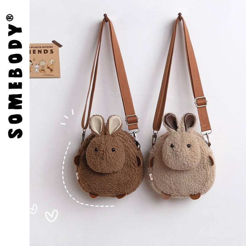 三色补丁可爱兔子羊羔毛包包女2025新款秋冬毛绒包百搭少女斜挎包,箱包皮具/热销女包/男包,通用款女包,淘宝优惠券,粉丝福利购,淘宝优惠卷