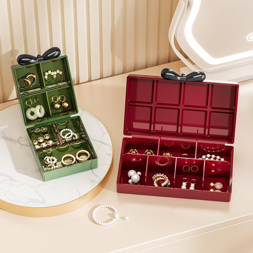 首饰盒便携精致小巧项链耳环耳钉戒指手饰品多功能防氧化收纳盒