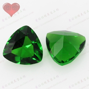 绿色玻璃肥三角绿玻戒面裸石 人造肥三角祖母绿宝石镶嵌耳环吊坠