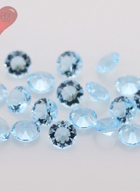 浅海蓝色圆形尖底玻璃裸石 彩色幻彩美甲补钻diy配饰1~4.75mm