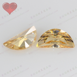 香槟色月亮形半月形锆石裸石香槟色半月人造美甲仿钻首饰配饰DIY