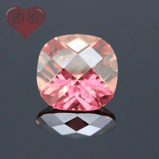 粉红色肥正方尖底龟面锆石裸石 枕头形人造尖底钻CZ宝石戒面吊坠