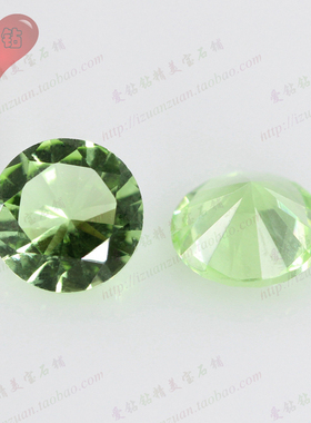 苹果绿色圆形玻璃钻裸石戒面 淡绿色浅绿色人造玻璃散珠钻glass