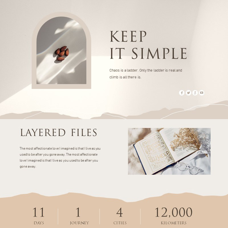 xy194浅色ppt模版ins风撕边暖黄暖橙配色文艺小清新杂志风莫兰迪