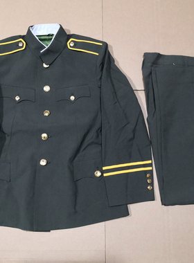 库存橄榄色毛料中山装西装